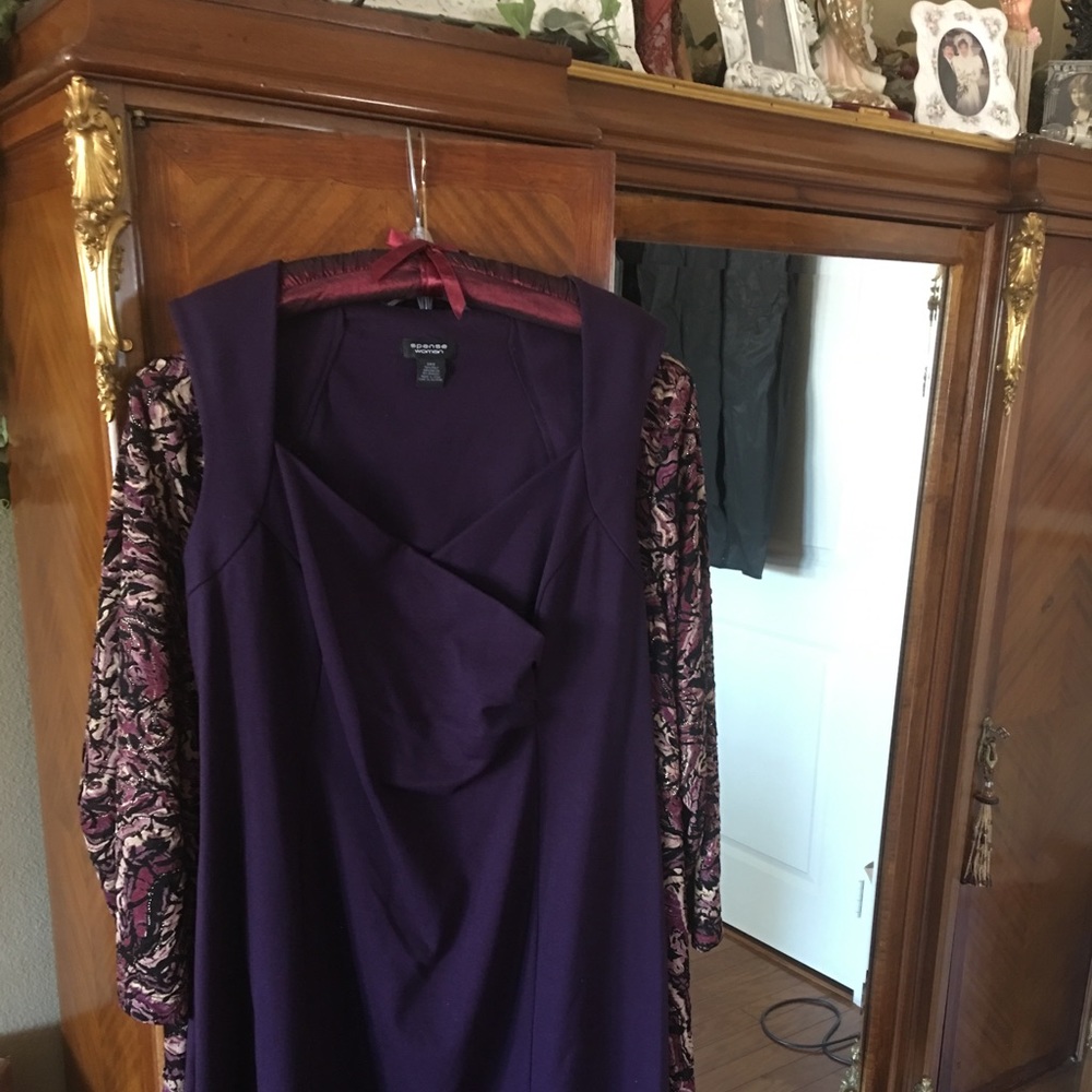 Pretty in purple wool criss cross slim look dress